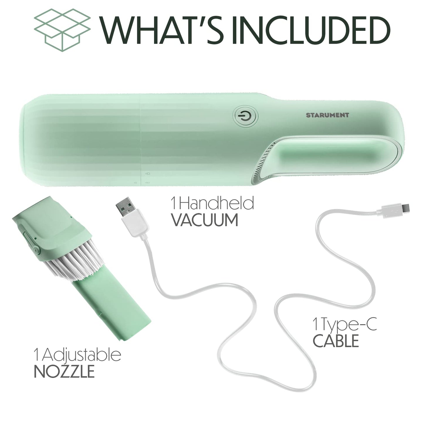 Portable Hand Vacuum Cleaner Handheld Cordless Cleaner for Dust, Pet Hair Dirt Home, Car In or Lightweight, Easy to Use, Compact Design Battery Rechargeable with USB-C Cable Mint Green)