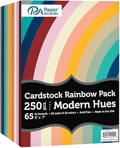 250 sheets of 5x7 assorted colored cardstock paper