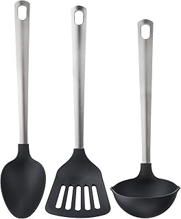 3-piece black and stainless steel kitchen utensil set