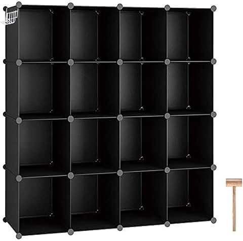 16-Cube Plastic Storage Organizer for Home and Bedroom