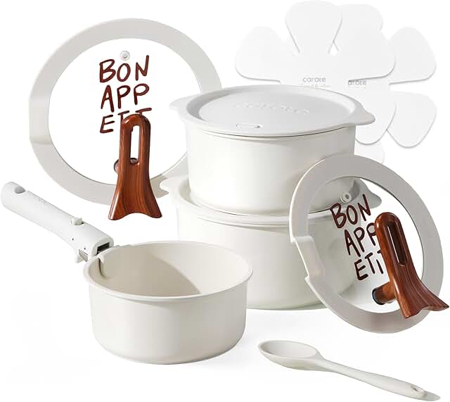 Ceramic Sauce Pan Set with Stand-Up Lid, 2-4 Qt