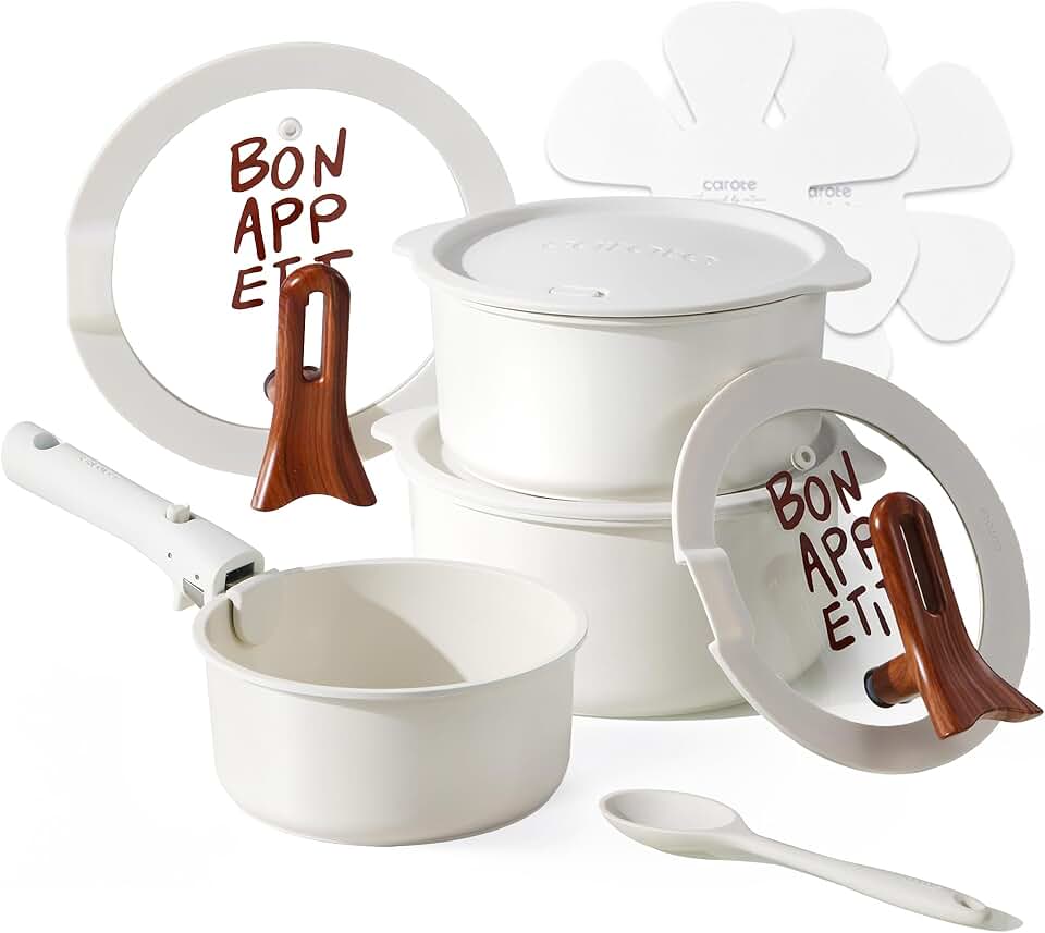 Ceramic Sauce Pan Set with Stand-Up Lid, 2-4 Qt