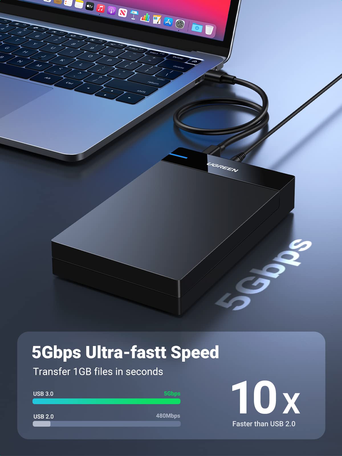 External Hard Drive Enclosure for 3.5 2.5 Inch SATA SSD HDD USB 3.0 to SATA III Hard Drive Case with UASP 12V Power Adapter Compatible with WD Seagate Toshiba Samsung Hitachi PS4 Xbox
