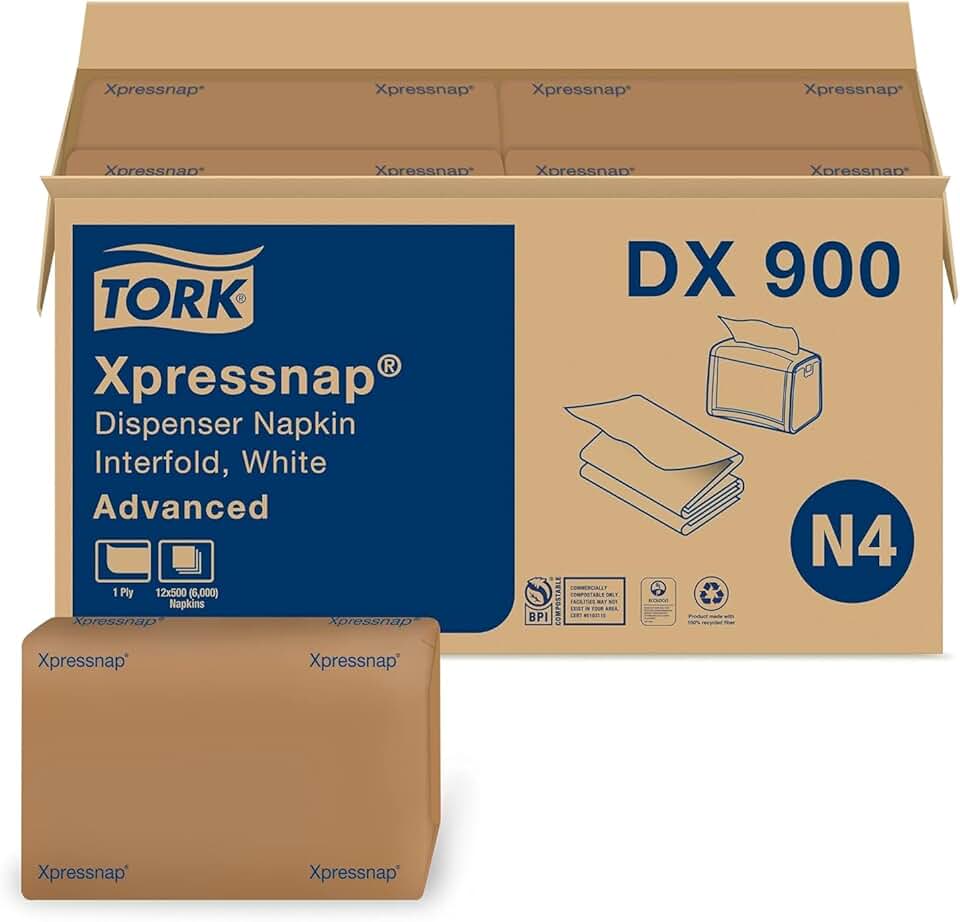 White Interfold Dispenser Napkins, 12 Packs of 500