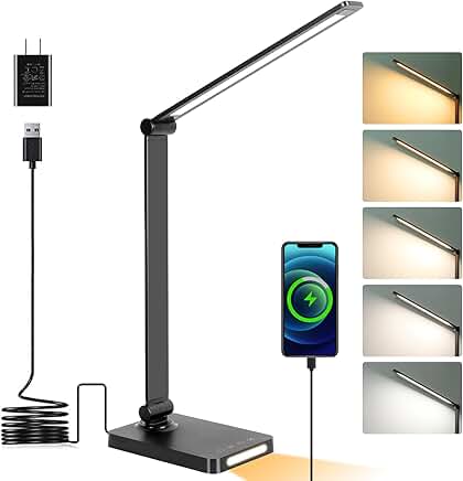 Touch LED Desk Lamp with USB Ports and Night Light