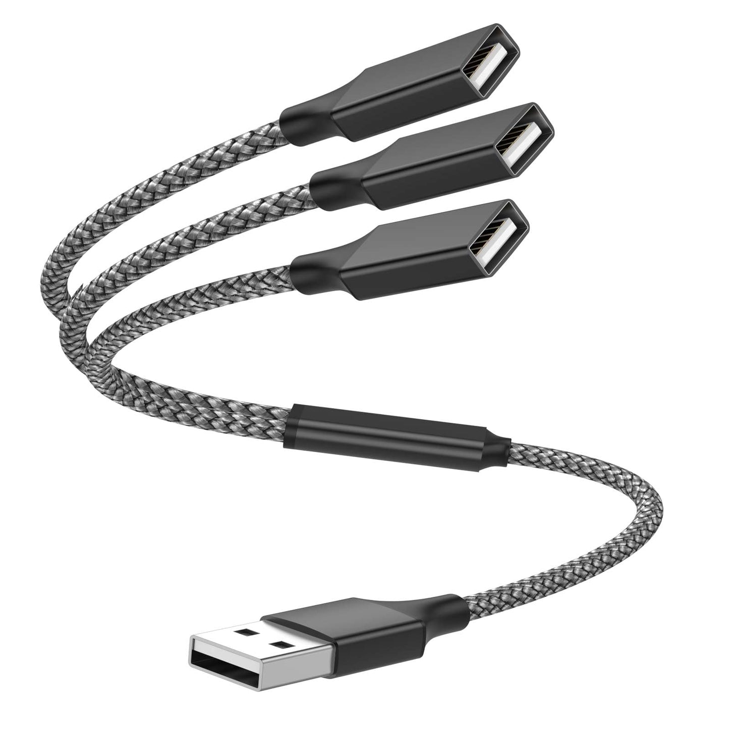 USB splitter cable, 1 foot, 3 ports
