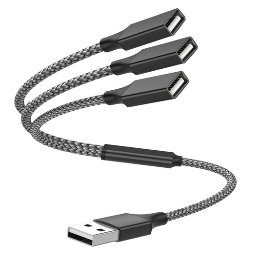 USB splitter cable, 1 foot, 3 ports