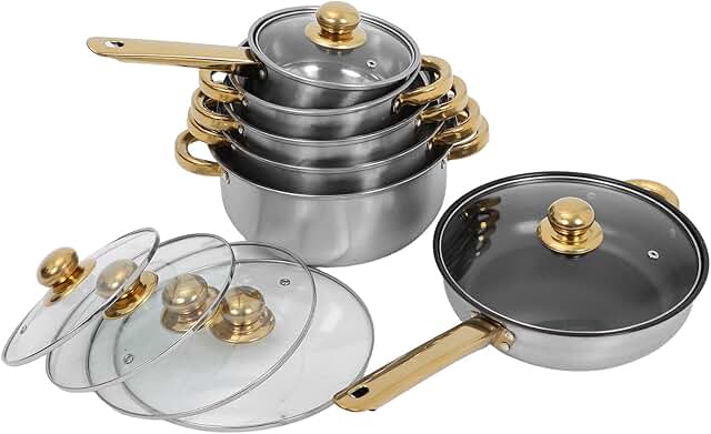 Stainless Steel Cookware Set with Lids for Everyday Cooking