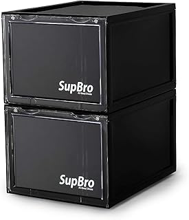 Stackable Shoe Storage Box Set with Clear Front Door