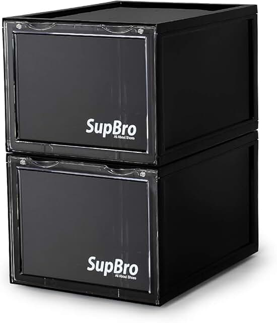 Stackable Shoe Storage Box Set with Clear Front Door
