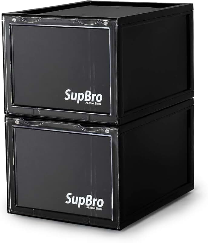 Stackable Shoe Storage Box Set with Clear Front Door