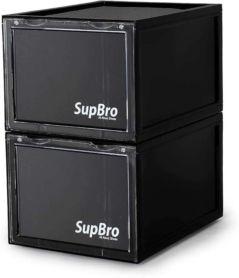 Stackable Shoe Storage Box Set with Clear Front Door