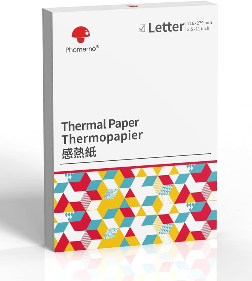Thermal Printer Paper, 8.5 x 11 Inches, 100 Sheets