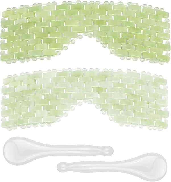 Set of 4 Jade Eye Masks and Facial Massage Tools
