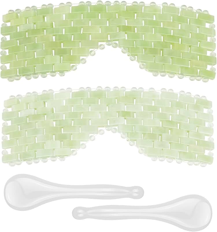 Set of 4 Jade Eye Masks and Facial Massage Tools