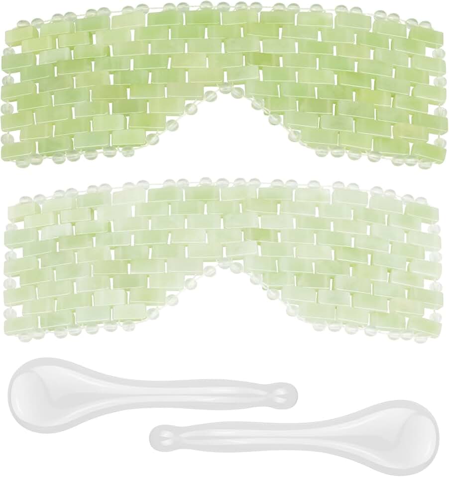 Set of 4 Jade Eye Masks and Facial Massage Tools