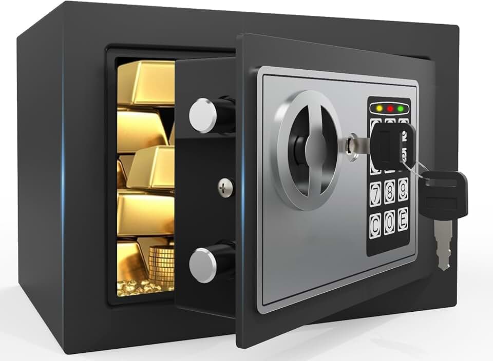 Small digital safe box for money and keys