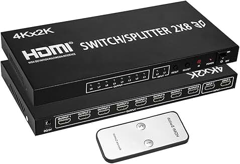 2x8 HDMI splitter for 4K video and dual display