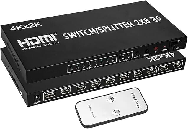 2x8 HDMI splitter for 4K video and dual display