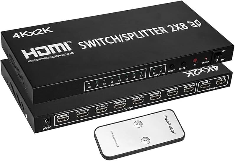2x8 HDMI splitter for 4K video and dual display