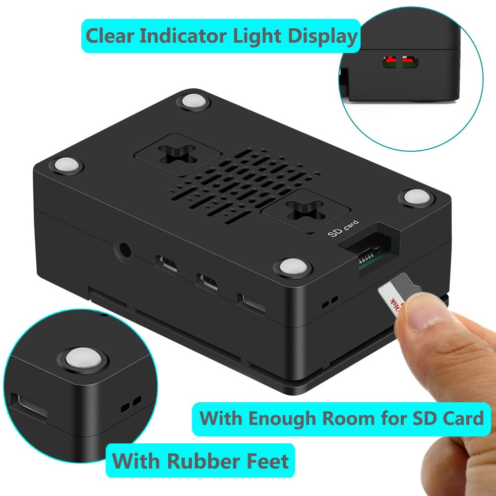 Raspberry Pi 4 Case, Raspberry Pi 4 Fan ABS Case with Cooling Fan, Raspberry Pi 4 Heatsink, Simple Removable Top Cover for Pi 4 Model B/ 4B