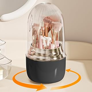 Rotating Makeup Brush Holder with Cover