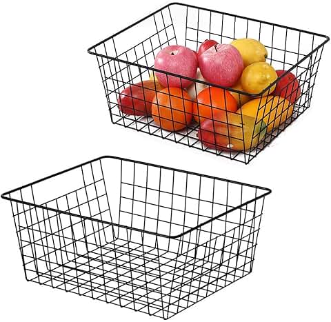 Farmhouse Metal Kitchen Wire Baskets with Handles