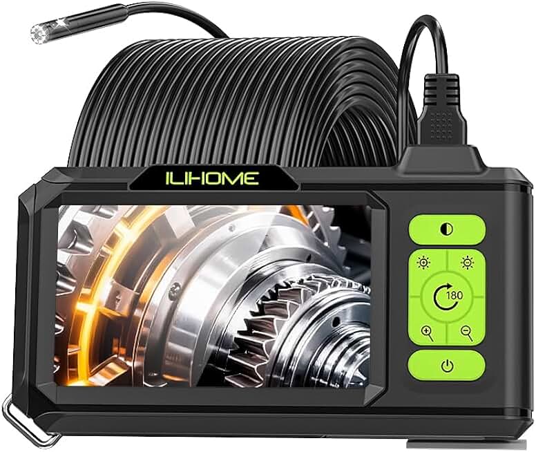 Dual Lens Waterproof Borescope with Light and 1080P Camera