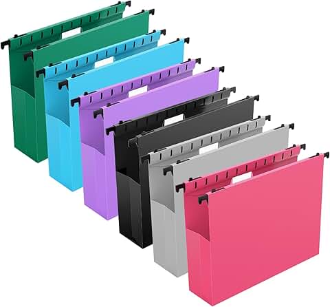 12 Pack Heavy Duty Plastic Hanging File Folders