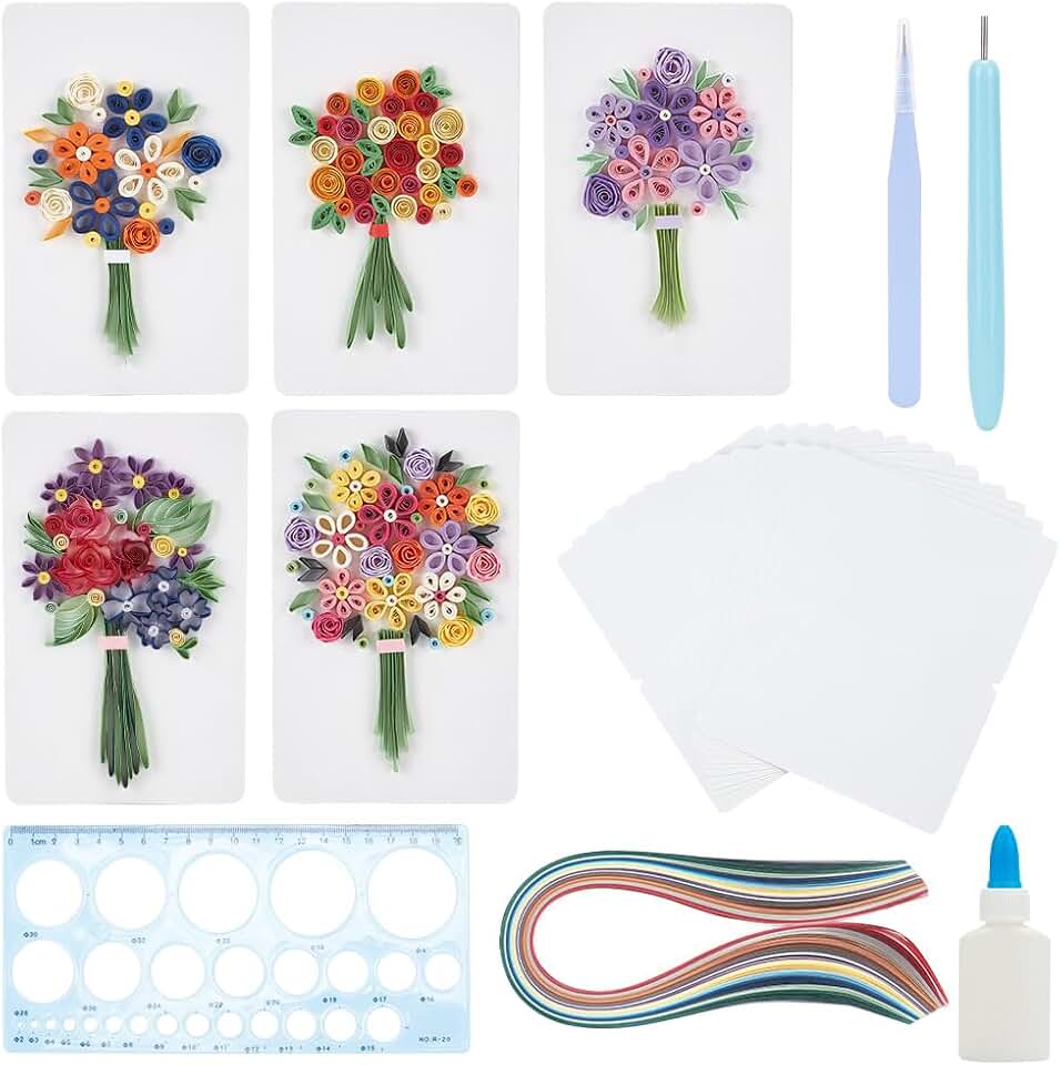 Paper Quilling Kit with Strips and Tools for Crafts