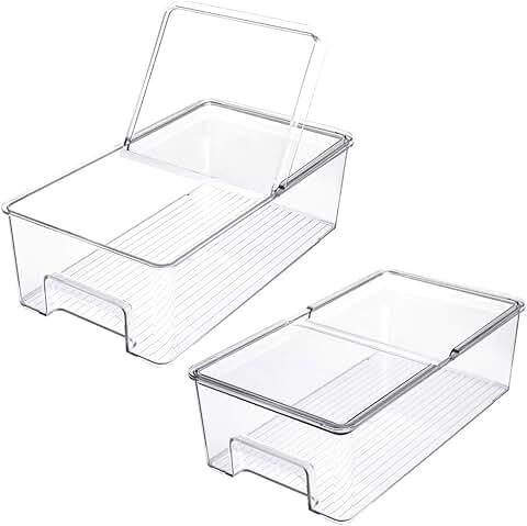 Set of 2 Large Clear Vegetable and Food Storage Bins