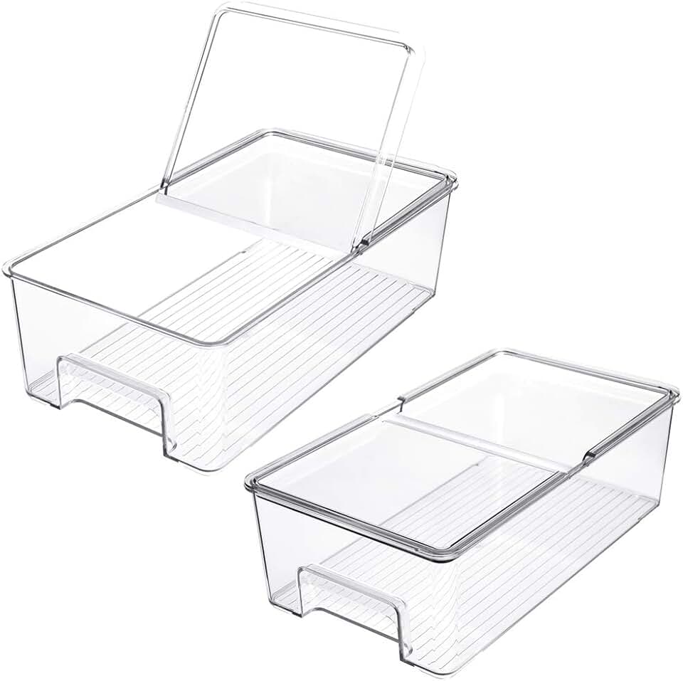 Set of 2 Large Clear Vegetable and Food Storage Bins
