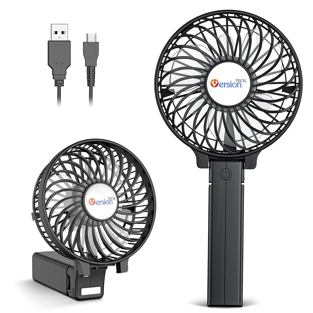 Mini Handheld Fan, USB Desk Fan, Small Personal Portable Table Fan with USB Rechargeable Battery Operated Cooling Folding Electric Fan for Travel Office Room Household Black