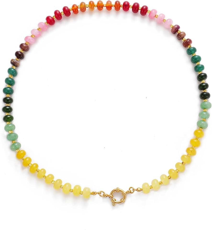Natural Stone Beaded Necklace for Women, Boho Handmade Choker