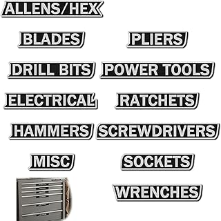 Set of 12 Magnetic Toolbox Labels for Organization