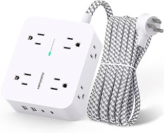 8 Outlet Power Strip with USB Charging and Extension Cord