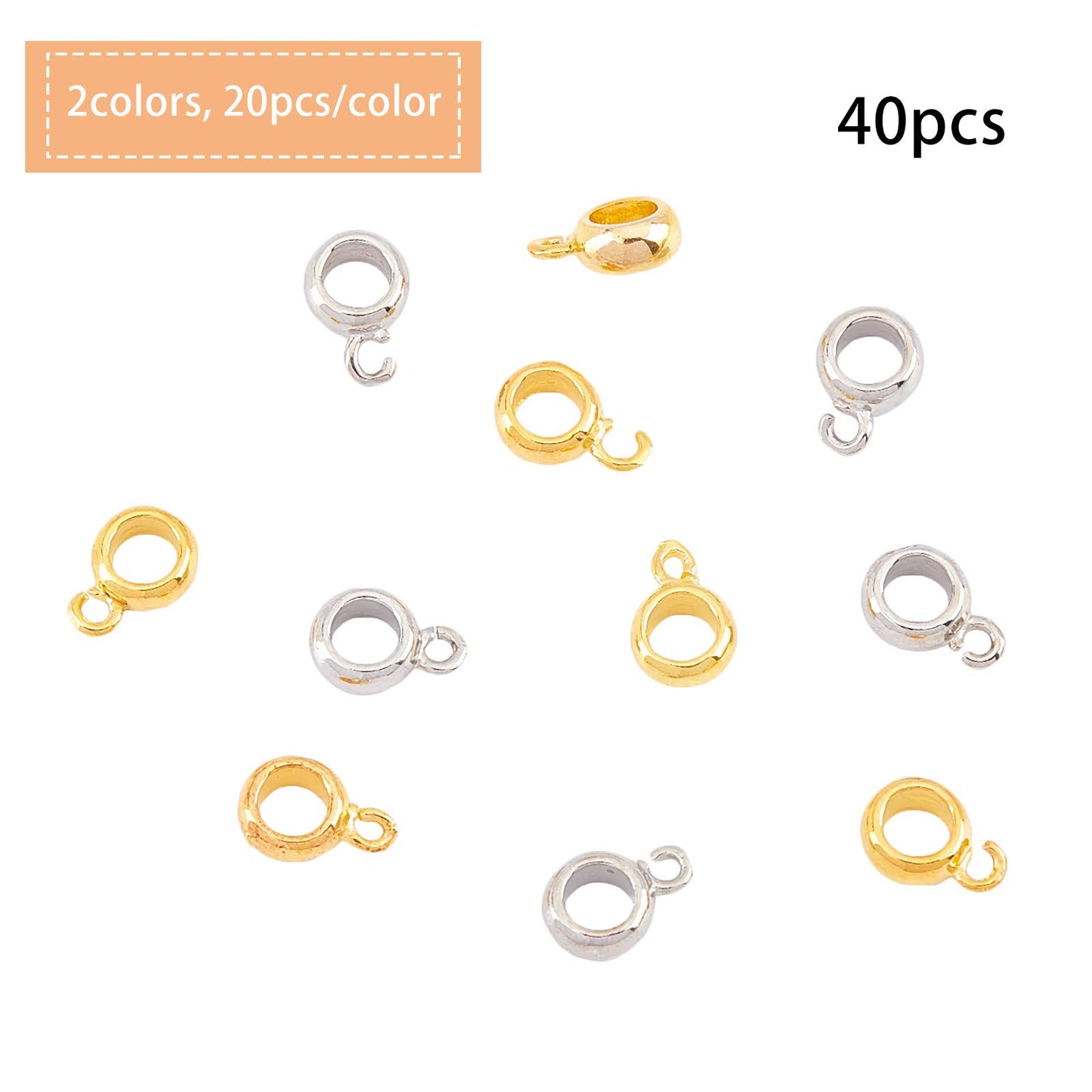 40pcs Multi-Color Bead Bail Links for Jewelry Making