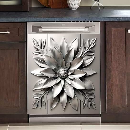 Stainless Steel Flower Magnetic Dishwasher Cover