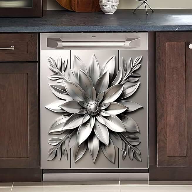 Stainless Steel Flower Magnetic Dishwasher Cover