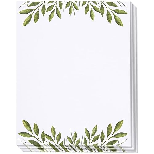 Leaf Design Stationery Paper Set, 8.5 x 11, 48 Sheets