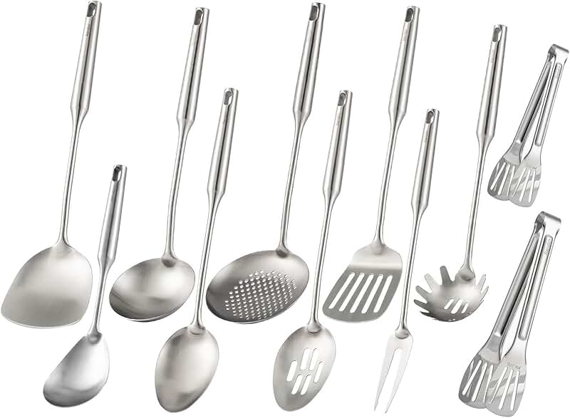 12-Piece Non-Stick Kitchen Utensil Set with Silicone and Steel Handles