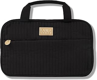 Large Quilted Folding Travel Makeup Bag in Black