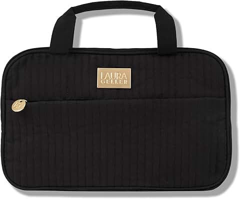 Large Quilted Folding Travel Makeup Bag in Black