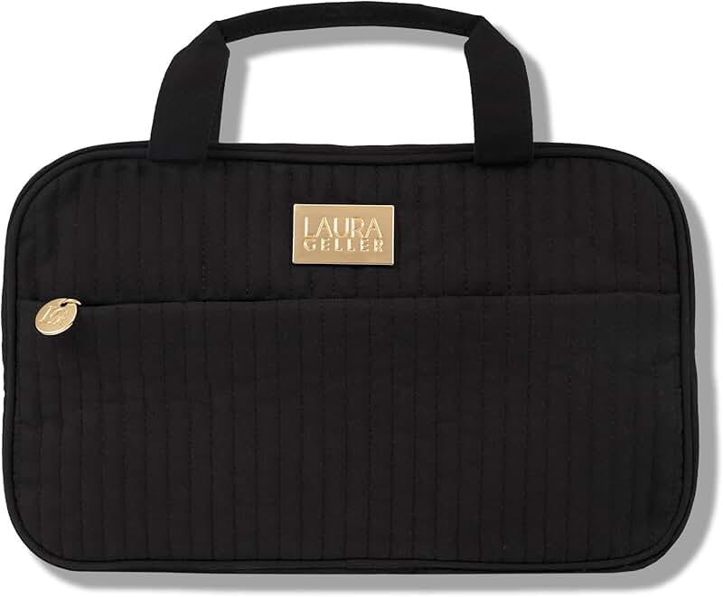 Large Quilted Folding Travel Makeup Bag in Black