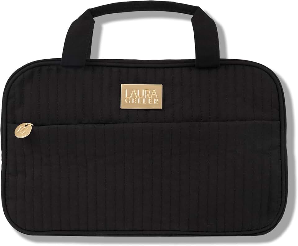 Large Quilted Folding Travel Makeup Bag in Black