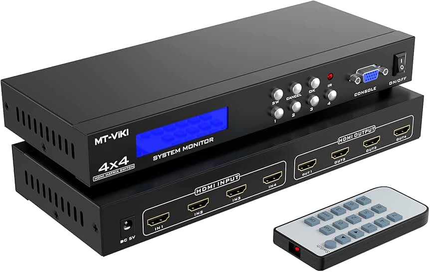 4x4 HDMI Matrix Switcher and Splitter 4K@30Hz