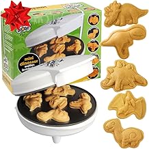 Mini Dinosaur Waffle Maker with 5 Double-Sided Dino Shapes