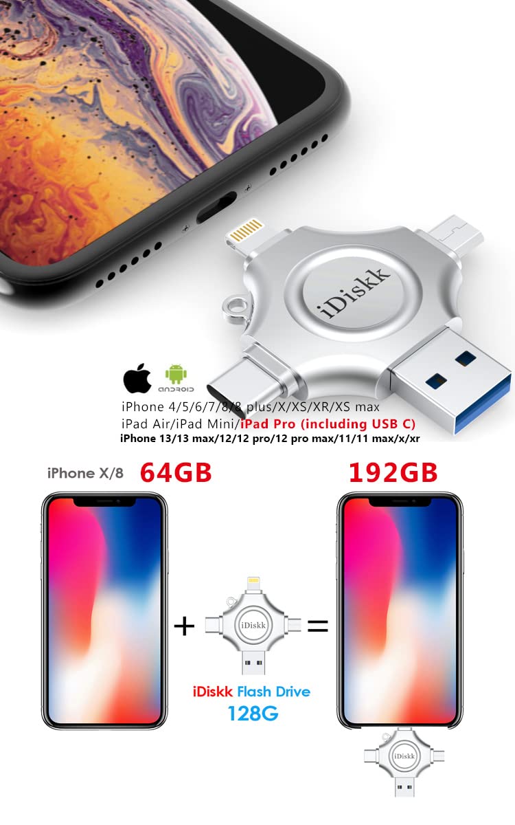 MFI 256GB Photo Stick for iPhone USB C iPad Pro Android Samsung Flash Drive for iPhone 12/12 pro/12 mini/11/11/Pro/SE/6/7/8/XR/X/XS MAX,iPad pro External Storage for PC,MacBook