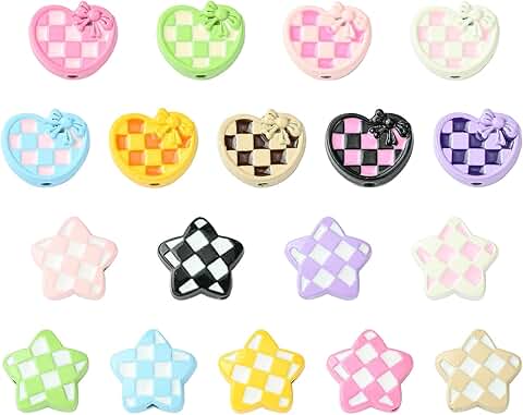 36 Heart and Star Beads for Jewelry Making