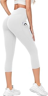 High Waist Capri Leggings with Pockets for Women